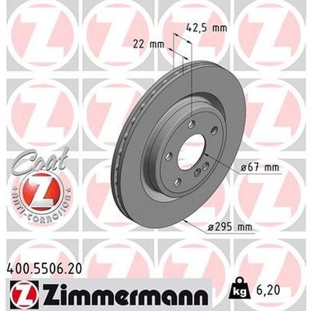 ZIMMERMANN Brake Disc - Standard/Coated, 400.5506.20 400.5506.20